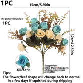 12 Heads Rose Artificial Flowers Fake Two color Flowers with Stems Faux Roses Flower Bouquets Home Wedding Christmas Party Decor by DSERS