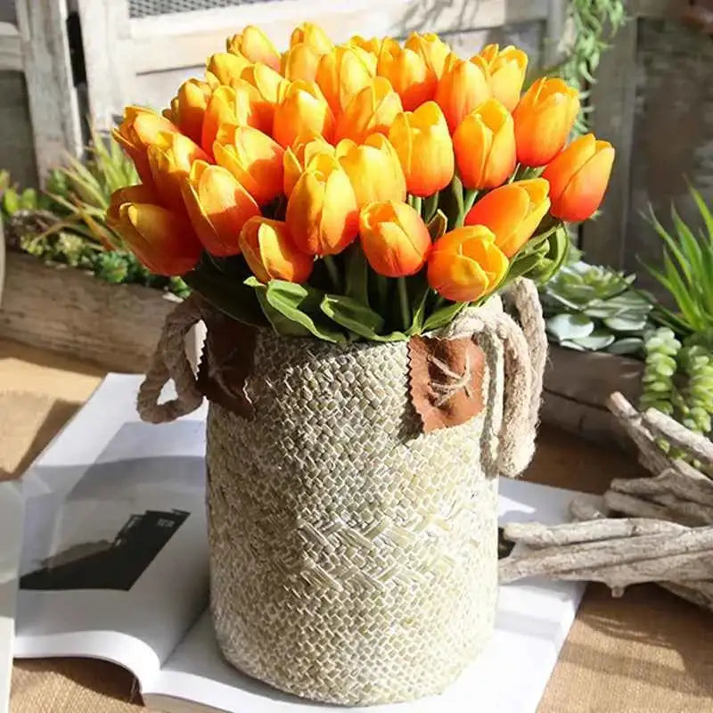 5 Pieces Tulips Artificial Flowers Bunch Home Decor Real Touch Tulip Flowers for Decoration Wedding Bridal Bouquet Fake Flowers by DSERS