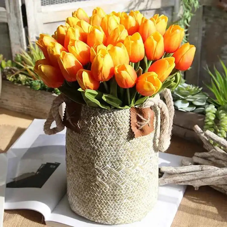 5 Pieces Tulips Artificial Flowers Bunch Home Decor Real Touch Tulip Flowers for Decoration Wedding Bridal Bouquet Fake Flowers by DSERS