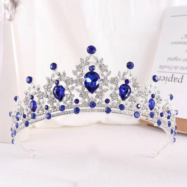 Baroque Gold Color Champagne Crystal Heart Bridal Tiara Crown Rhinestone Pageant Diadem Veil Tiara Headband Wedding Hair Jewelry Tiaras by DSERS
