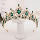Baroque Gold Color Champagne Crystal Heart Bridal Tiara Crown Rhinestone Pageant Diadem Veil Tiara Headband Wedding Hair Jewelry Tiaras by DSERS