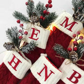navidad Christmas Boots Letters Christmas Stocking New Knitting Christmas Tree Pendant Decorations SnowflakeChristmas Socks by DSERS