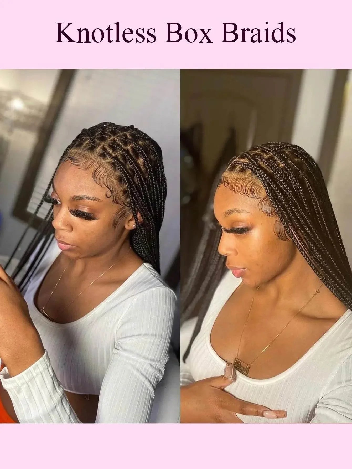 Knotless Box Braids Wig Long 36Inch Cornrow Braided Wigs Synthetic Full Lace Front Wig For Black Women Goddess Braiding Hair Wig Braided Wigs by DSERS / AliHairs Store