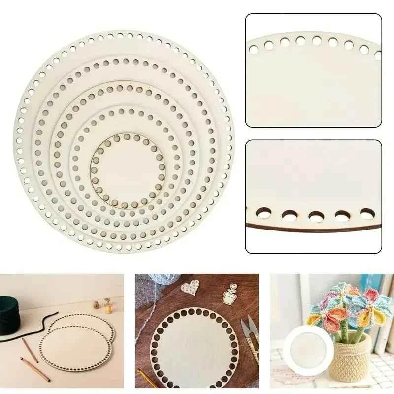 Wooden Basket Bottom Blank Solid Crochet Basket Wood Base for DIY Basket Weaving Supplies Craft Making Home Decoration by DSERS