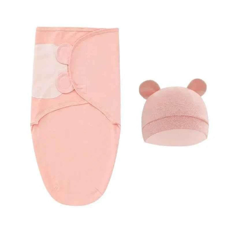 100% Organic Cotton Baby Swaddle Blanket Wrap Hat Set for Infant Adjustable Newborn Swaddle Baby Swaddle for 0-3 Month by DSERS