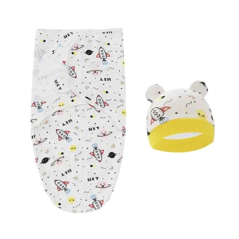 Newborn Baby Wrap Anti-Startle 2Pcs/Set Baby Swaddle Sleeping Cocoon Design 100%Cotton Baby Adjustable Blanket 0-6 Months by DSERS