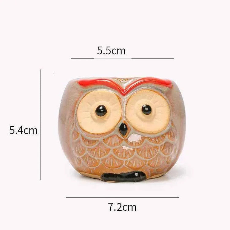 Ceramic Owl Flower Pot Garden Office Decoration Succulent Mini Owl Flowerpot Cute Animal Flowerpot Cactus Plants Planters by DSERS