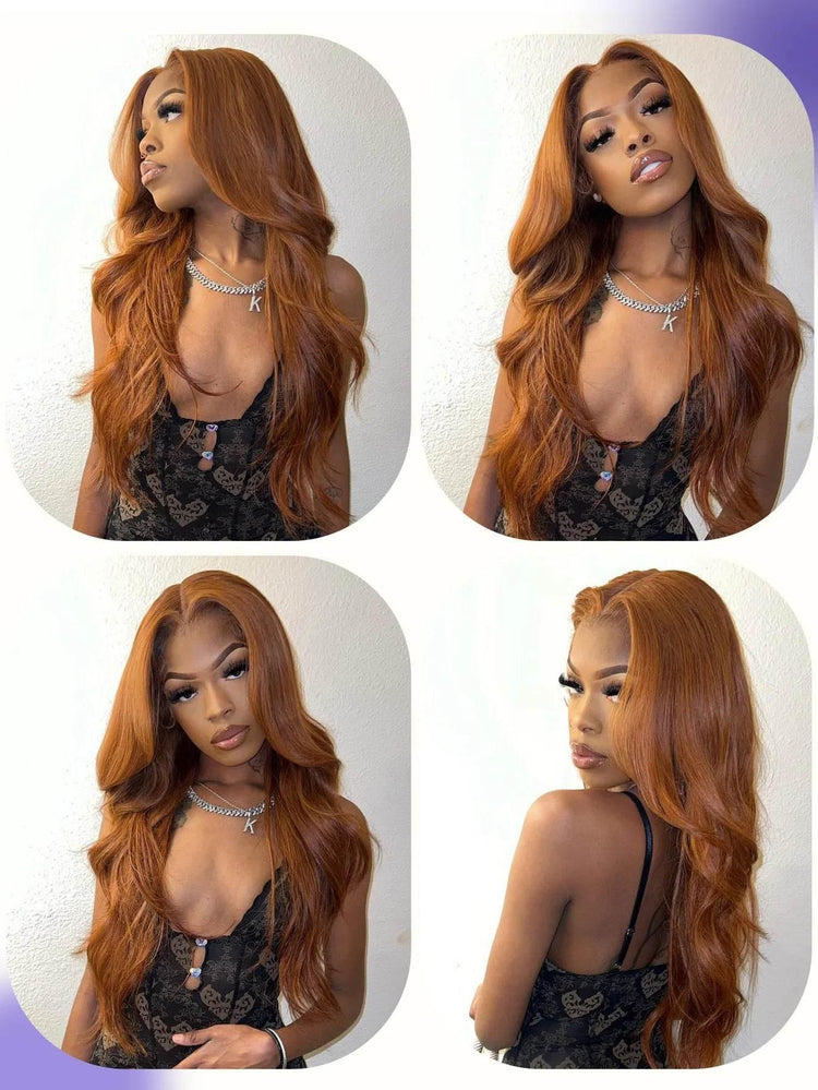 Colored Ginger Blonde 9X6 Glueless Lace Front Human Hair Wig Ready To Go&Wear Glueless Body Wave Lace Wig Burgundy Straight Wigs Hair Wig by DSERS / AliHairs Store