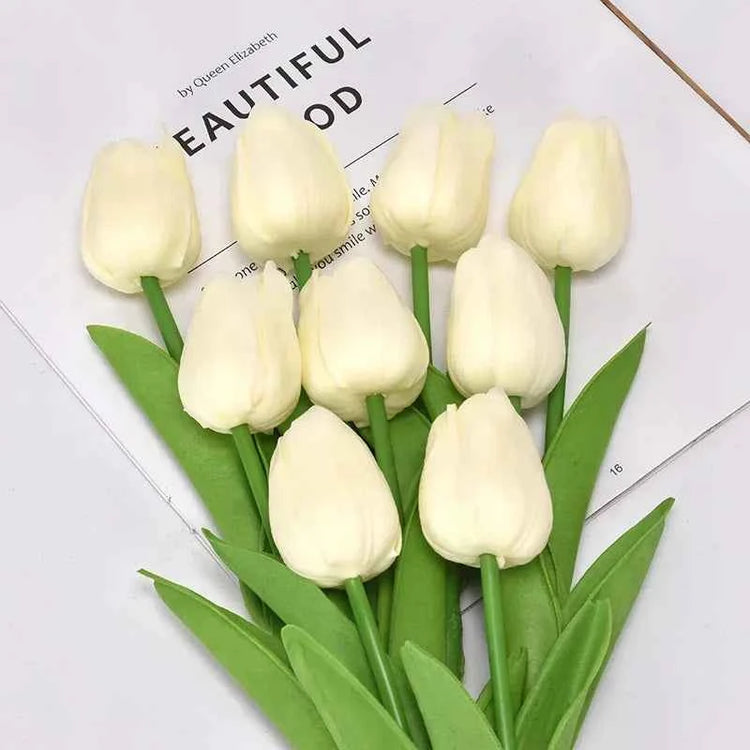 5 Pieces Tulips Artificial Flowers Bunch Home Decor Real Touch Tulip Flowers for Decoration Wedding Bridal Bouquet Fake Flowers by DSERS