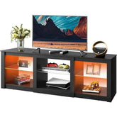 LED TV Stand for 65-Inch TV, 58-Inch Entertainment Center with Adjustable Glass Shelves, Modern Media Console for Living LED TV stand by DSERS
