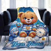 Customized personalized name blanket, printed portable, goodnight bear cartoon, party, birthday, daughter or son gift,sofa，soft by DSERS