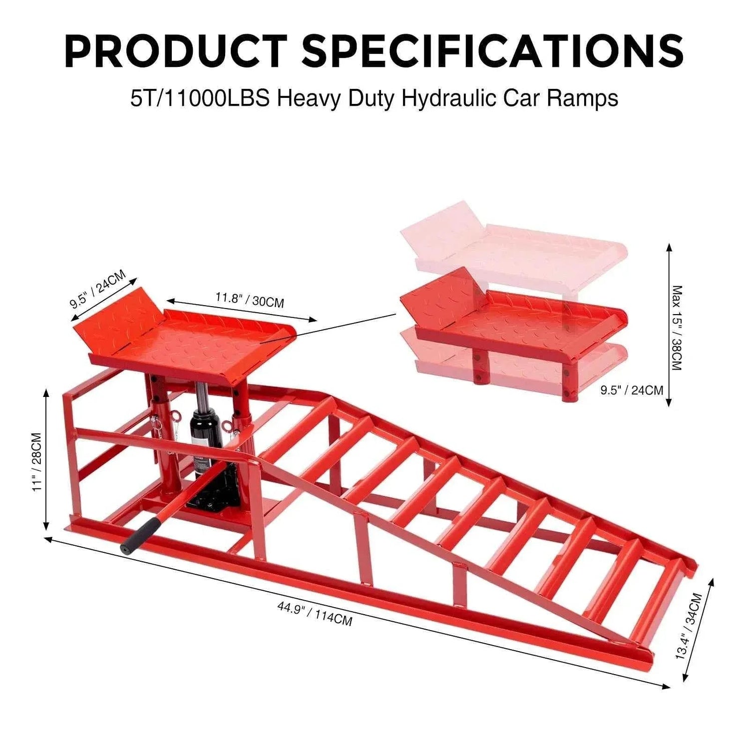 2pcs Heavy Duty Hydraulic Car Ramps 11000lbs Floor Jack Lift Ramps for Oil Changes, Truck Trailer, Home Garage & Auto Repair Car Ramps by DSERS
