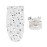 100% Organic Cotton Baby Swaddle Blanket Wrap Hat Set for Infant Adjustable Newborn Swaddle Baby Swaddle for 0-3 Month by DSERS