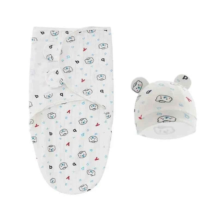 100% Organic Cotton Baby Swaddle Blanket Wrap Hat Set for Infant Adjustable Newborn Swaddle Baby Swaddle for 0-3 Month by DSERS