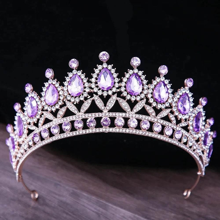 Baroque Blue Green Pink Opal Tiara Crowns Hair Jewelry Rhinestone Diadem Birthday Party Wedding Crystal Bridal Crown Accessories Tiaras by DSERS