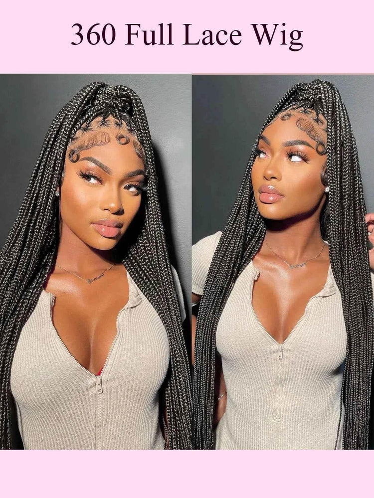 36Inch Cornrow Braided Wigs Synthetic Full Lace Knotless Braided Lace Wig With Baby Hair Small Part Braids Wig For Black Women Braided Wigs by DSERS / AliHairs Store