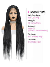 Knotless Box Braids Wig Long 36Inch Cornrow Braided Wigs Synthetic Full Lace Front Wig For Black Women Goddess Braiding Hair Wig Braided Wigs by DSERS / AliHairs Store