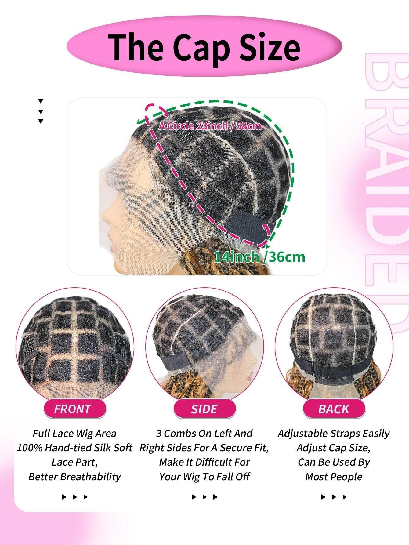 Boho Knotless Braided Wigs Synthetic Full Lace Braids With Curly Hair Ends Goddess Ombre Blonde Box Braided Wigs With Baby Hair Braided Wigs by DSERS / AliHairs Store