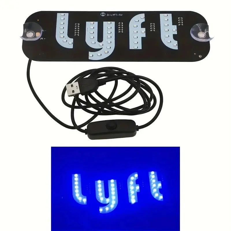 Led Light Signs For LYFT Car Windshield Glow LED Sign Decal Stickers Sign Light Windshield Sticker Cab Indicator Lamp Bright Lights U Led Light Signs For Car by DSERS