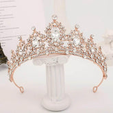 Baroque Gold Color Champagne Crystal Heart Bridal Tiara Crown Rhinestone Pageant Diadem Veil Tiara Headband Wedding Hair Jewelry Tiaras by DSERS