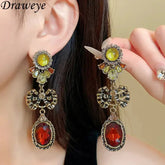 Draweye Bows Earrings for Women Medieval Palace Style Vintage Korean Fashion Aretes De Mujer Geometric Elegant Jewelry Earrings by DSERS