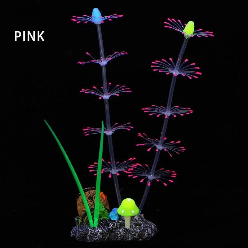 Simulation Aquatic Plants Fluorescent Silicone Water Grass Fish Tank Landscape Aquarium Decoration Coral Landscaping Home Decor by DSERS