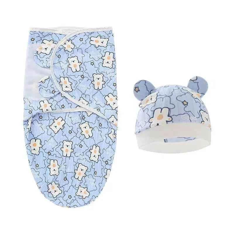 Newborn Baby Wrap Anti-Startle 2Pcs/Set Baby Swaddle Sleeping Cocoon Design 100%Cotton Baby Adjustable Blanket 0-6 Months by DSERS