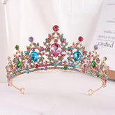 Baroque Gold Color Champagne Crystal Heart Bridal Tiara Crown Rhinestone Pageant Diadem Veil Tiara Headband Wedding Hair Jewelry Tiaras by DSERS