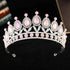 Baroque Luxury Silver Color Pink Opal Crystal Bridal Tiaras Crown Rhinestone Pageant Diadem Headpieces Wedding Hair Accessories Tiaras by DSERS