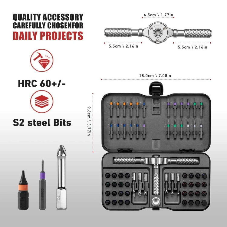 VMAN Precision 66in1 magnetic ratchet screwdriver set Detachable T - handle magneticizer Fix furniture, electronics & glasses Ratchet Screwdriver by DSERS