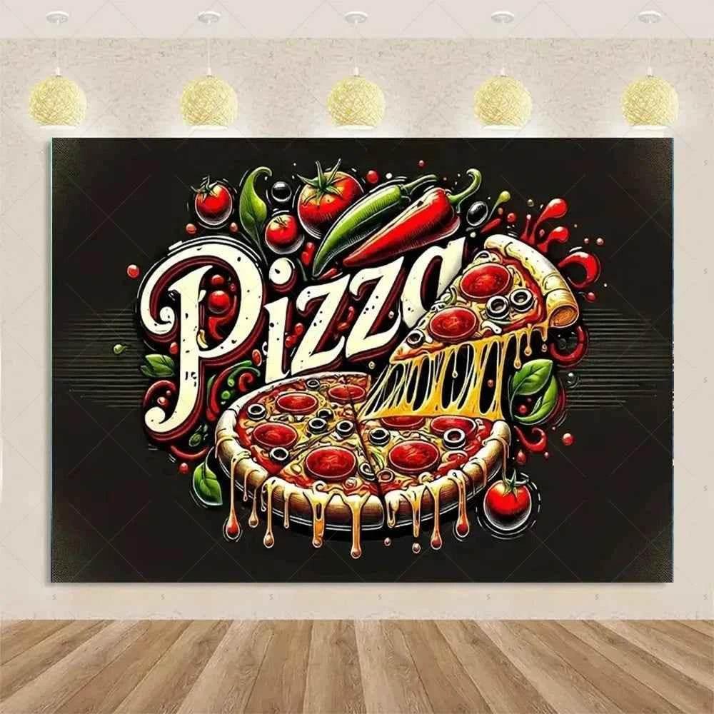 Quick Food Theme Birthday Party Decoration Hamburger French Fries Pizza Background Banner Photography Backdrop Supplies Kid Gift by DSERS