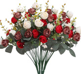 Rose Artificial Flowers Silk Flower with Stems Fake Flowers Bouquet Centerpiece for Party Table Floral Home Bridal Wedding Decor by DSERS