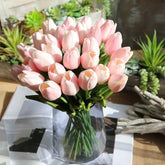 5 Pieces Tulips Artificial Flowers Bunch Home Decor Real Touch Tulip Flowers for Decoration Wedding Bridal Bouquet Fake Flowers by DSERS