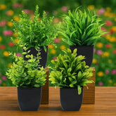 1/4pcs Artificial Plants Potted Green Bonsai Small Tree Grass Plant Pot Ornament Fake Flower for Home Garden Decor Wedding Party by DSERS