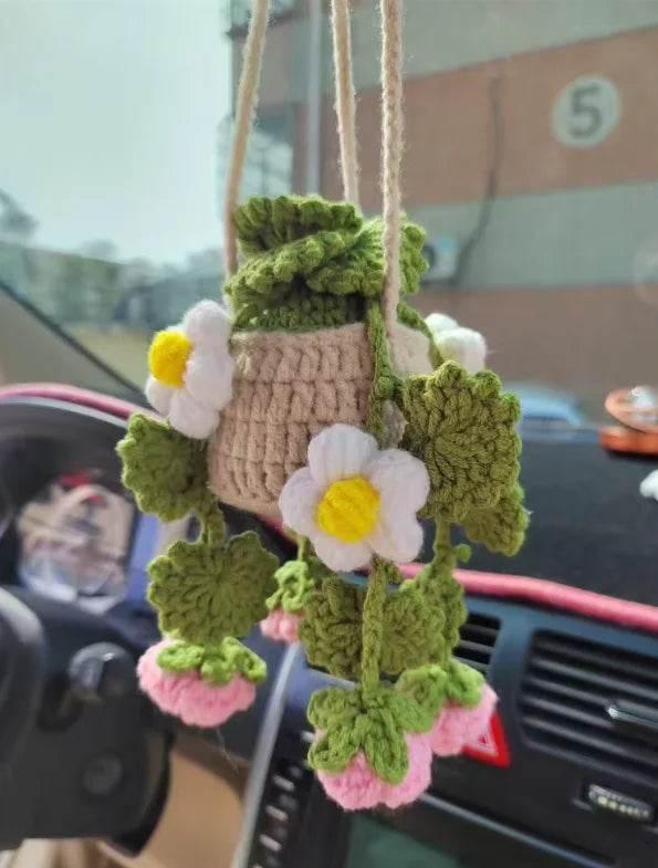 Handmade Crochet Car Styling Plants Succulent Car Plant Ornamentos Decoration Interior Accersories Cute Gift for Women by DSERS