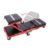 3-in-1 Rolling Mechanic Creeper Z Seat, Foldable Garage Chair Lay Down Sit Lean Back, Under Car Shop Auto Repair, Red Black Mechanic Creeper by DSERS