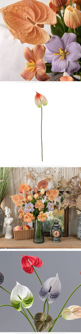 10Pc/lot PU Artificial Flowers Anthurium Bridal Bouquet Wedding Decoration Fake Palm Flowers Home Party Table Floral Arrangement by DSERS