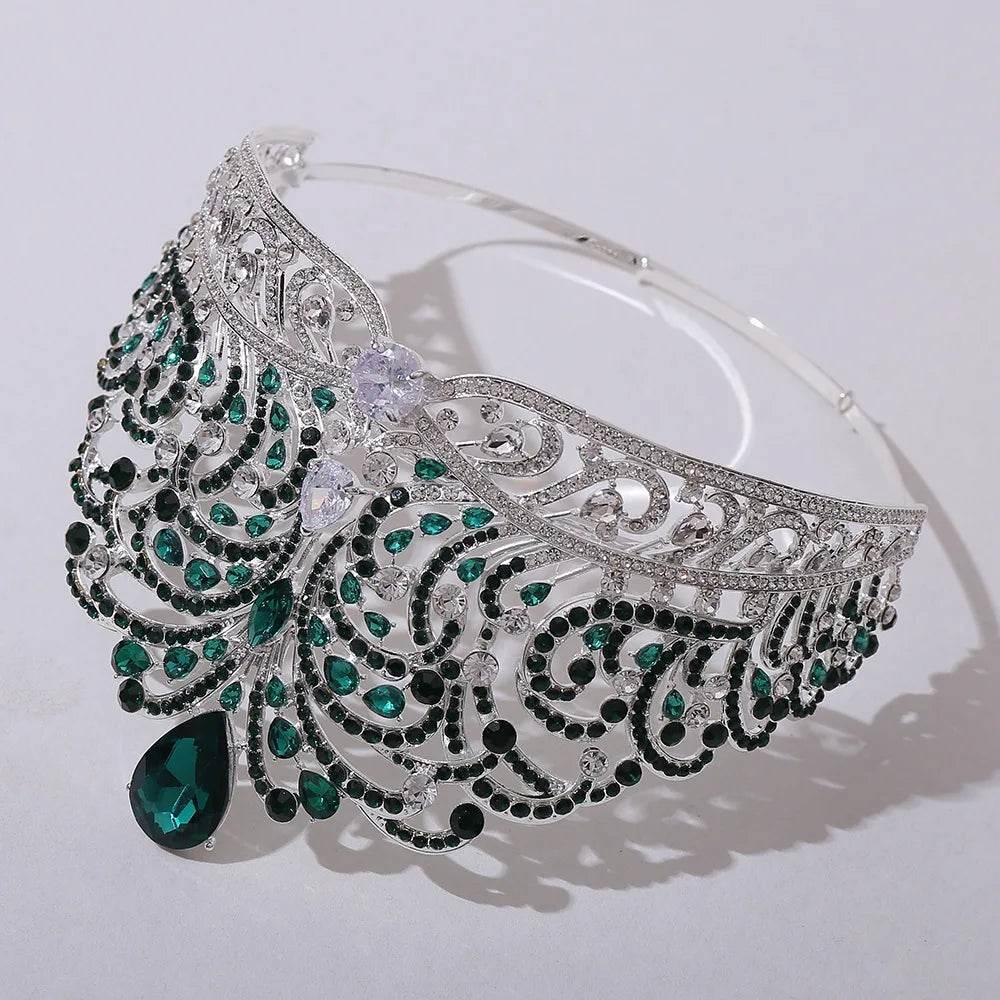 European Miss Universe Big Forest Crystal Wedding Crowns Cubic Zircon Crown Queen Rhinestone Tiara Party Stage Show Hair Jewelry Tiaras by DSERS