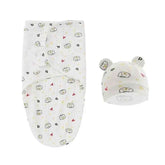 100% Organic Cotton Baby Swaddle Blanket Wrap Hat Set for Infant Adjustable Newborn Swaddle Baby Swaddle for 0-3 Month by DSERS
