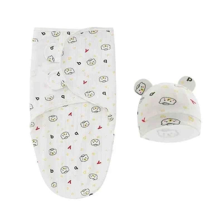 100% Organic Cotton Baby Swaddle Blanket Wrap Hat Set for Infant Adjustable Newborn Swaddle Baby Swaddle for 0-3 Month by DSERS