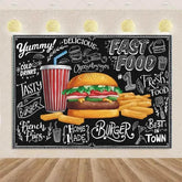 Quick Food Theme Birthday Party Decoration Hamburger French Fries Pizza Background Banner Photography Backdrop Supplies Kid Gift by DSERS