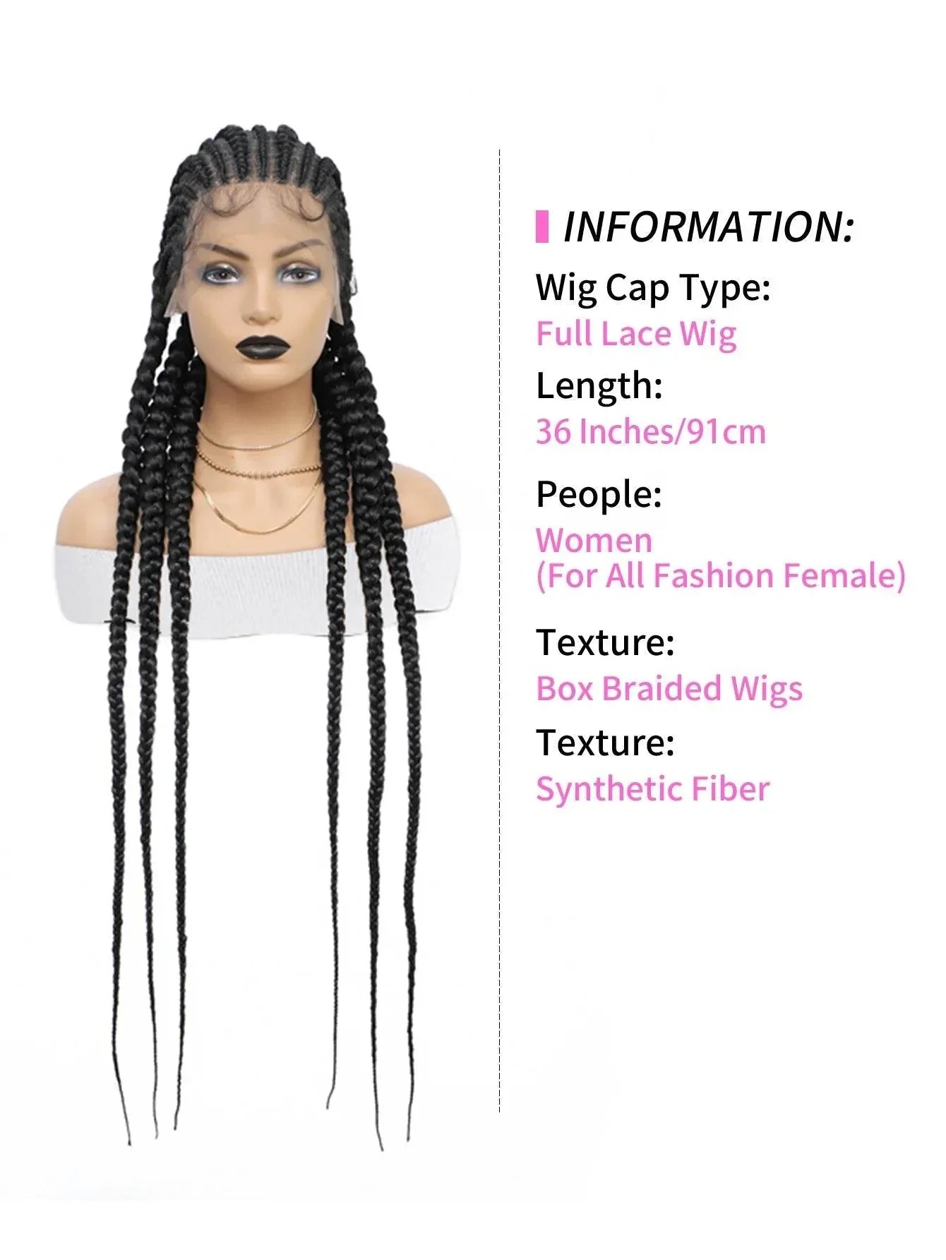 Cornrow Braids Wig Synthetic Full Lace Front Braided Wigs For Black Women 36 Inches Long Locs Goddess Braids Wig With Baby Hair Braids Wig by DSERS / AliHairs Store