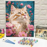 DIY Digital Oil Painting Cat Flower Paint By Numbers Animal Kitten Handpainted Acrylic Paint On Canvas Home Bedroom Wall Artwork Cat Flower Paint by DSERS