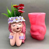 New product! Silicone mold creative fairy flower pot used to make gypsum resin cement home balcony decoration by DSERS