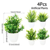1/4pcs Artificial Plants Potted Green Bonsai Small Tree Grass Plant Pot Ornament Fake Flower for Home Garden Decor Wedding Party by DSERS