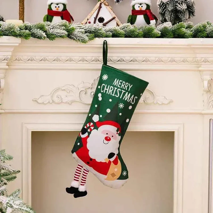 Christmas Stocking Large Stockings Santa Snowman Candy Gift Socks Tree Ornament Decorations for Family Holiday Xmas Party Decor by DSERS