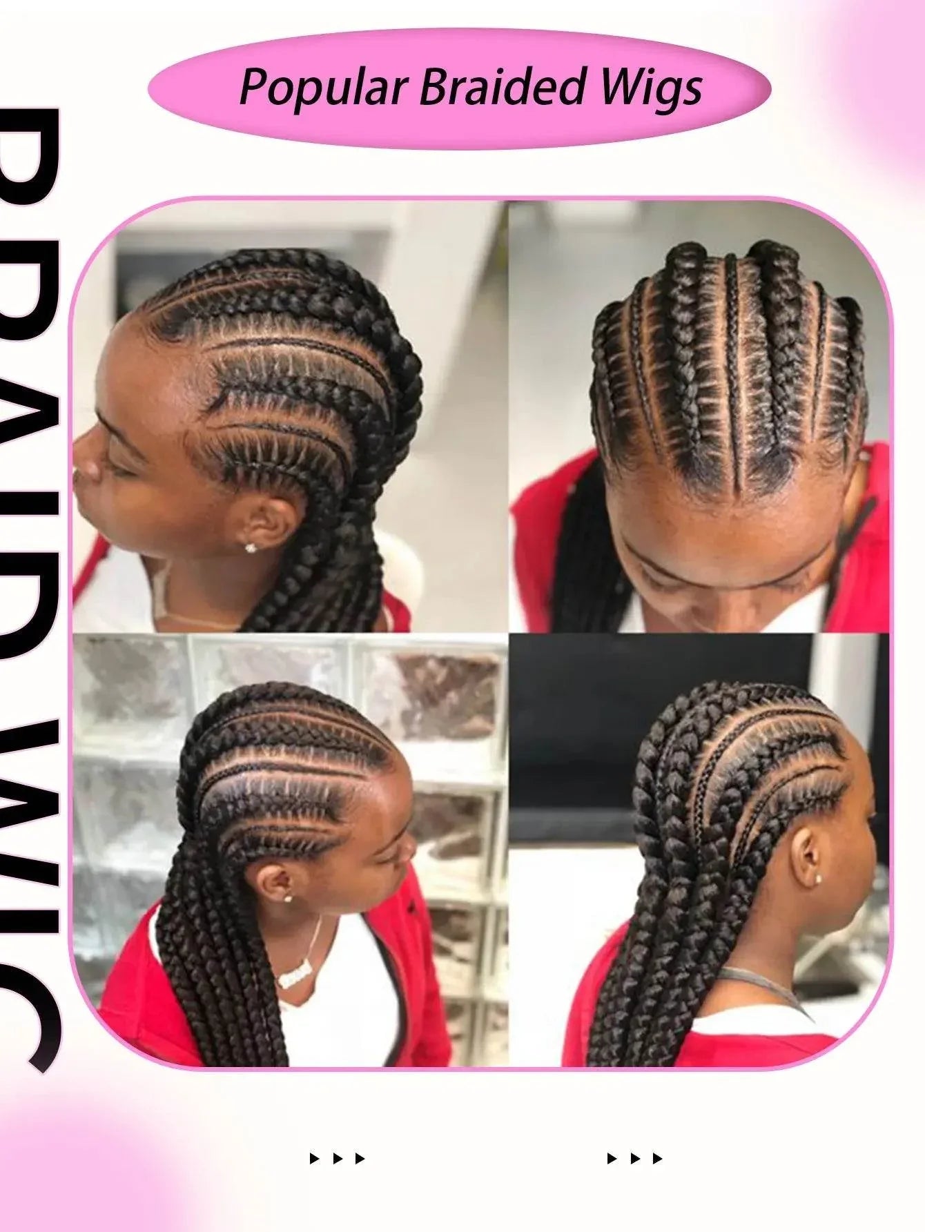 Cornrow Braids Wig Synthetic Full Lace Front Braided Wigs For Black Women 36 Inches Long Locs Goddess Braids Wig With Baby Hair Braids Wig by DSERS / AliHairs Store