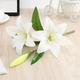3Heads Artificial Flowers Lily Real Touch Fake Flowers for Wedding Home Party Garden Office Decoration Plastic Lily Faux Flowers by DSERS