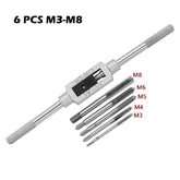 M3-M12 8/6 PCS Metric Hand Tap Set HSS Right-handed Tapping Drill Thread Punching Wrench Hand Tools Male to Make Thread in Steel Hand Tap Set by DSERS