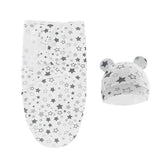 100% Organic Cotton Baby Swaddle Blanket Wrap Hat Set for Infant Adjustable Newborn Swaddle Baby Swaddle for 0-3 Month by DSERS